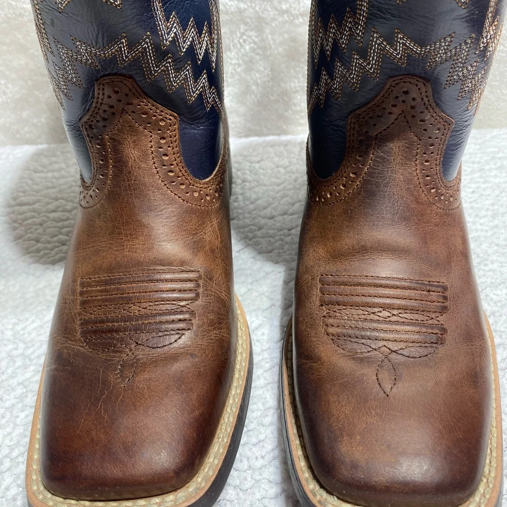 ARIAT Youth Boys Tycoon Western Cowboy Boots Brown/Black Leather Size 2.5